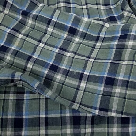 John Varvatos Green Plaid Lightweight Long Sleeve Button Down Shirt Mens Medium - Picture 5 of 8